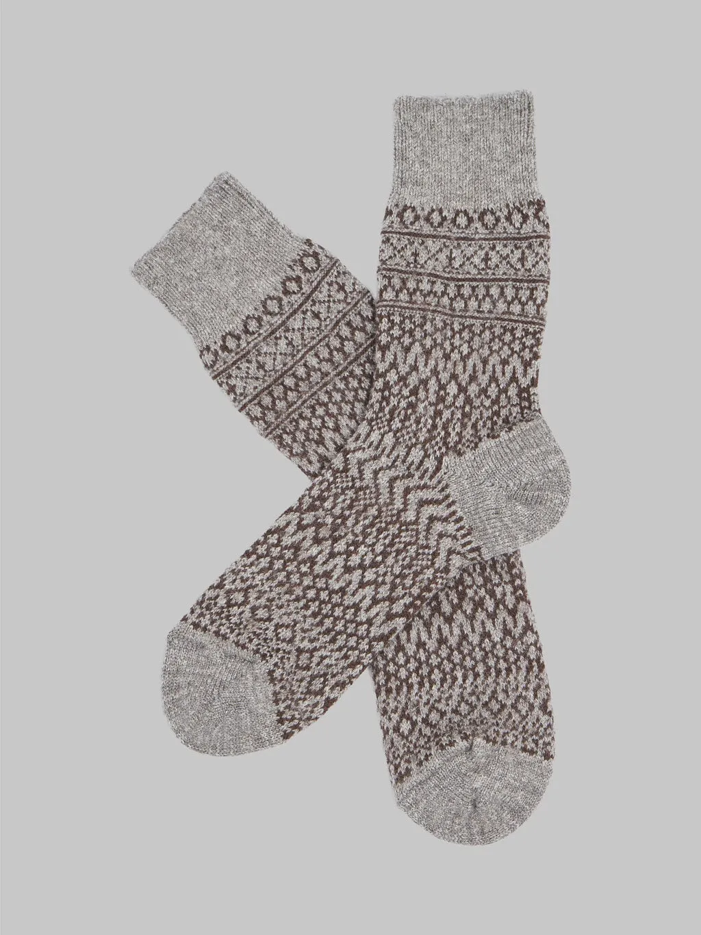 Nishiguchi Kutsushita Wool Jacquard Socks Grey